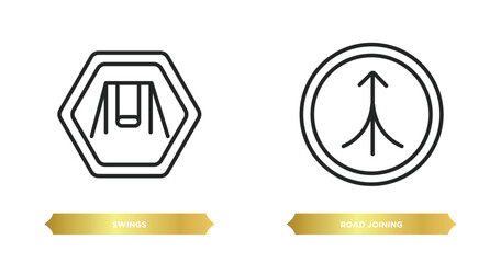 two editable outline icons from maps and flags concept. thin line icons such as swings, road joining vector.