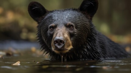 American black bear, Ursus americanus, single mammal in water, 