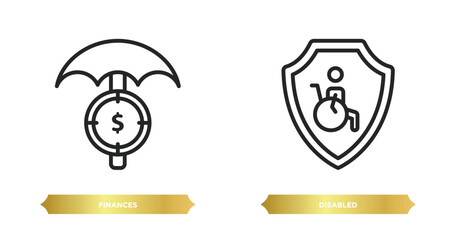 two editable outline icons from insurance concept. thin line icons such as finances, disabled vector.