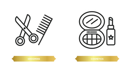 two editable outline icons from hygiene collection. concept. thin line icons such as grooming, cosmetics vector.
