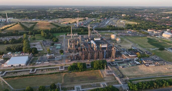 Aerial drone view of a naphtha cracker installation.