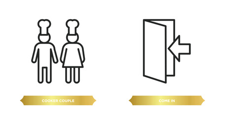 two editable outline icons from humans concept. thin line icons such as cooker couple, come in vector.