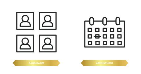 two editable outline icons from human resources concept. thin line icons such as candidates, appointment vector.