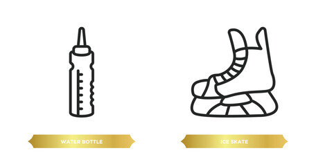 two editable outline icons from hockey concept. thin line icons such as water bottle, ice skate vector.