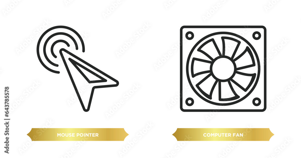 Poster two editable outline icons from hardware concept. thin line icons such as mouse pointer, computer fa
