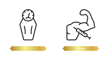 two editable outline icons from gym and fitness concept. thin line icons such as , steroids vector.