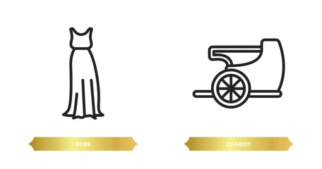 two editable outline icons from greece concept. thin line icons such as robe, chariot vector.