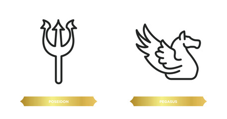 two editable outline icons from greece concept. thin line icons such as poseidon, pegasus vector.