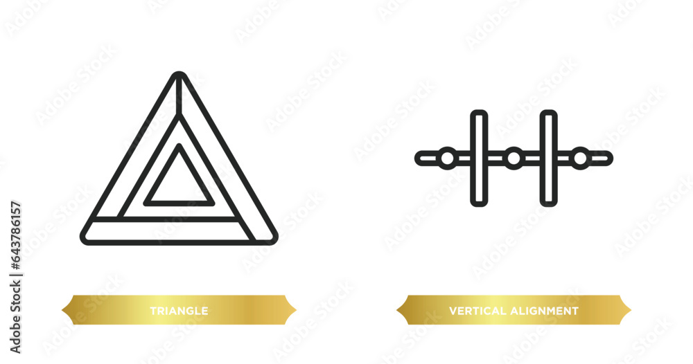 Poster two editable outline icons from geometric figure concept. thin line icons such as triangle, vertical