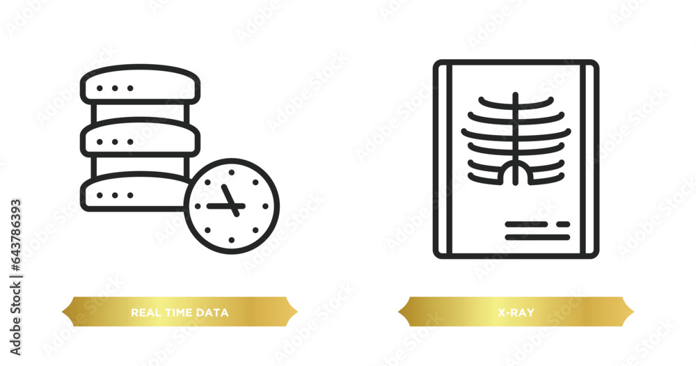 Wall mural two editable outline icons from general concept. thin line icons such as real time data, x-ray vecto
