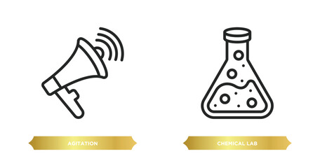 two editable outline icons from general concept. thin line icons such as agitation, chemical lab vector.