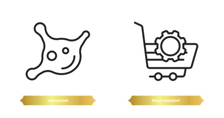 two editable outline icons from general concept. thin line icons such as organism, procurement vector.