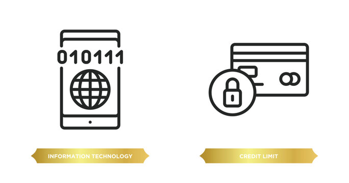two editable outline icons from general concept. thin line icons such as information technology, credit limit vector.