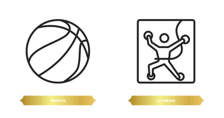 Fototapeta premium two editable outline icons from free time concept. thin line icons such as sports, climbing vector.