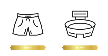 two editable outline icons from football concept. thin line icons such as shorts, stadium vector.