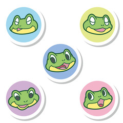 蛙 アイコン 丸 ラベル セット