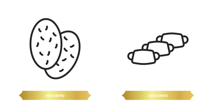 two editable outline icons from food and restaurant concept. thin line icons such as shaobing, doguinho vector.