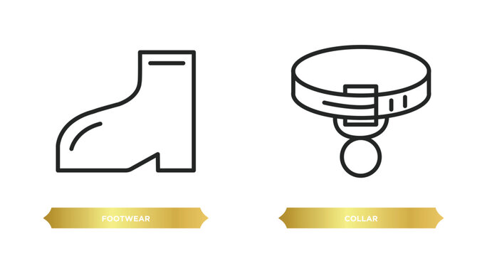 two editable outline icons from fashion concept. thin line icons such as footwear, collar vector.