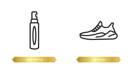 two editable outline icons from fashion concept. thin line icons such as spray bottle, gym shoes vector.