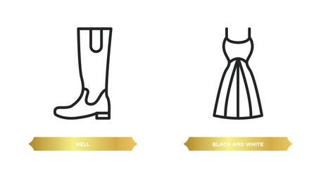 two editable outline icons from fashion concept. thin line icons such as hell, black and white vector.
