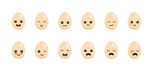 Happy and sad egg emoji set