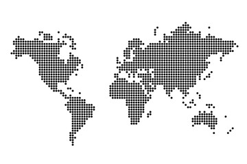 Black white dotted world map