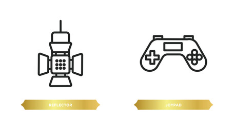 two editable outline icons from electronic stuff fill concept. thin line icons such as reflector, joypad vector. © IconArt