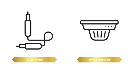 two editable outline icons from electronic devices concept. thin line icons such as sound cable, smoke detector vector.