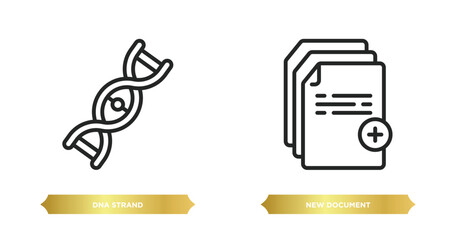 two editable outline icons from education concept. thin line icons such as dna strand, new document vector.