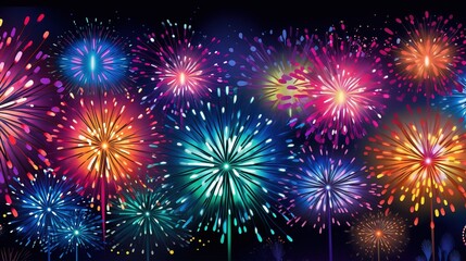 Fototapeta na wymiar a colorful fireworks display on a black background with lots of fireworks. generative ai
