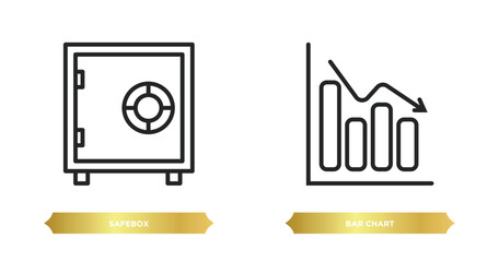 two editable outline icons from digital economy concept. thin line icons such as safebox, bar chart vector.