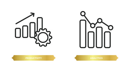 two editable outline icons from digital economy concept. thin line icons such as productivity, analytics vector.