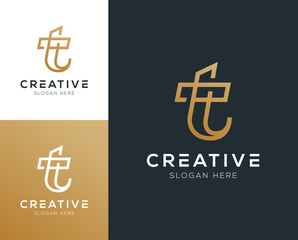 Modern luxury clean initial T letter logo design vector illustration inspiration