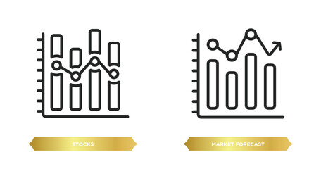 two editable outline icons from cryptocurrency concept. thin line icons such as stocks, market forecast vector.