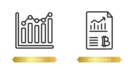 two editable outline icons from cryptocurrency concept. thin line icons such as fluctuation, crypto hash rate vector.