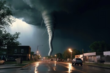 twisting winds and debris within a tornados core