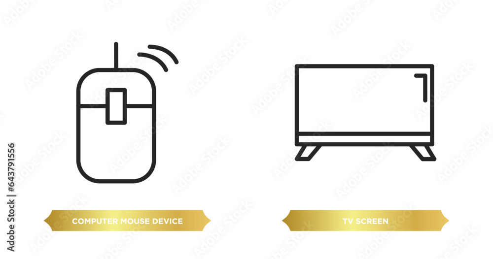 Poster two editable outline icons from computer concept. thin line icons such as computer mouse device, tv 