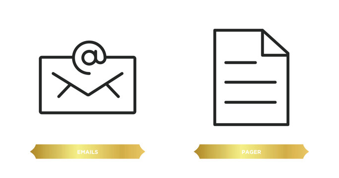 two editable outline icons from communication concept. thin line icons such as emails, pager vector.