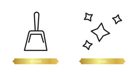 two editable outline icons from cleaning concept. thin line icons such as dustpan, clean vector.