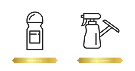 two editable outline icons from cleaning concept. thin line icons such as deodorizer, glass cleaner vector.