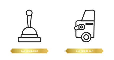two editable outline icons from car parts concept. thin line icons such as car handbrake, car petrol cap vector.
