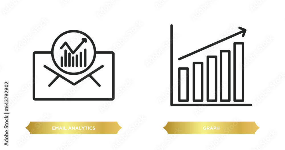 Poster two editable outline icons from business and analytics concept. thin line icons such as email analyt