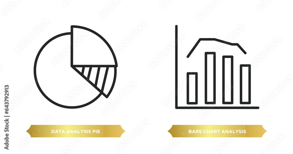 Poster two editable outline icons from business and analytics concept. thin line icons such as data analysi