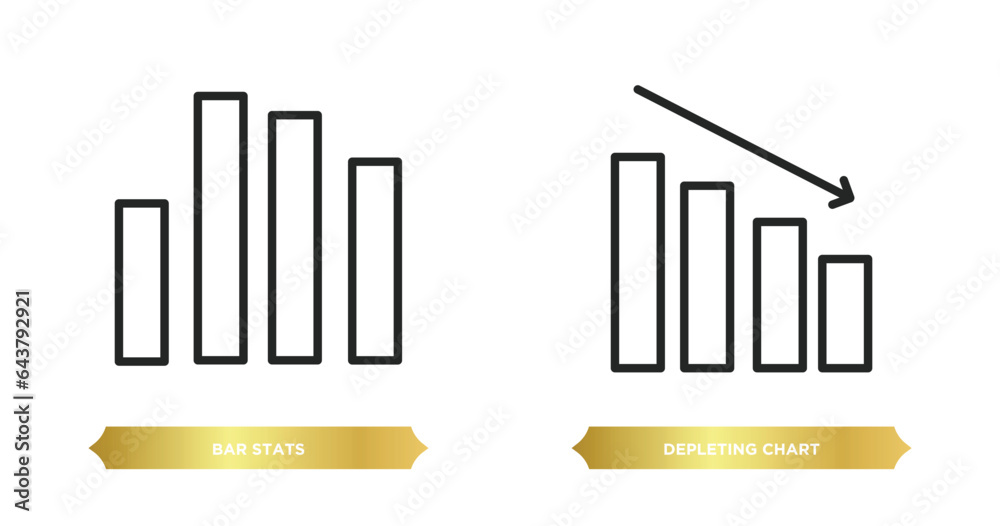 Poster two editable outline icons from business and analytics concept. thin line icons such as bar stats, d