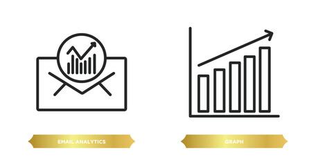 two editable outline icons from business and analytics concept. thin line icons such as email analytics, graph vector.