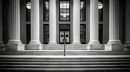 Obraz premium striking image that the symbolism of the courthouse entrance colonnade.