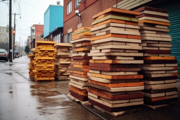 stack of tiles ready for city street installation