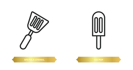 two editable outline icons from bistro and restaurant concept. thin line icons such as spatula utensil, ice pop vector.
