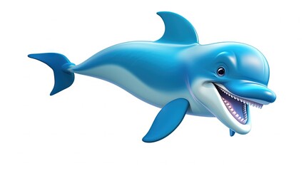 Obraz premium a blue dolphin with its mouth open and teeth wide open. generative ai