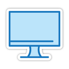 Pictogramme icones et logo ecran ordinateur bureau bleu gras relief